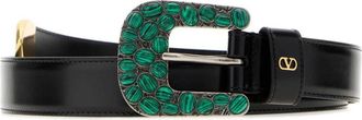 Valentino Garavani Black Solid Buckle Belt
