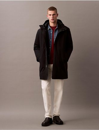 Calvin Klein Mens Tech Wool Blend Puffer Jacket - Black - XL