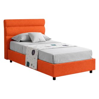 Dmora Cama Individual Brenta, Desfundable, Con Contenedor Made In Italy, Tama&ntilde;o Colch&oacute;n 80x200 Cm, Naranja