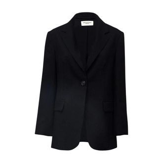 Max Mara Jassen, Dames, Zwart, M, Wol, Klassieke Single-Breasted Blazer