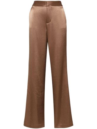 Alice & Olivia Calvin satin-finish trousers - Brown