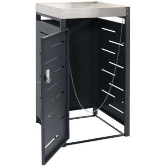 Hhg Hhg - Cubo De Basura De 1 Pieza 042b, Cubo De Basura, Jardinera Combinaci&oacute;n Acero Inoxidable-metal 24kg 110x60x62cm Extensible