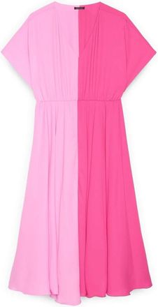 Fiorella Rubino Color block lange jurk - Dames - Maxi kleedjes - Roze - S - Polyester - Kleedjes