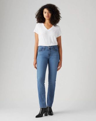 Levi's 314 Shaping Straight Jeans Womens Blue Denim Wash PALL149