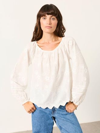 Fat Face FatFace Dawn White Petite Embroidered Blouse