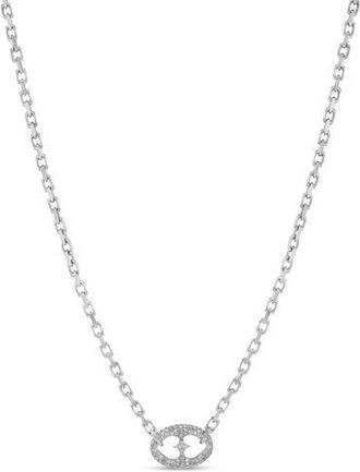 Sheryl Lowe Diamond Puffy Heart Mariner Link Chain in Sterling Silver at Nordstrom, Size 18