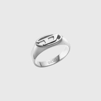 Diesel Stainless Steel Signet Ring - Rings - Unisex - Silver
