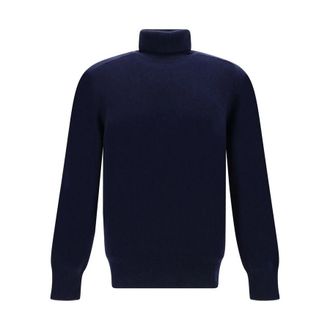 Brunello Cucinelli Navy Cashmere Turtleneck Sweater, Brand Size 52 (US Size 42)