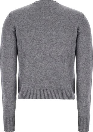 Max Mara Womens Sweater V-Neck Wool-Cashmere Grey Tops Top