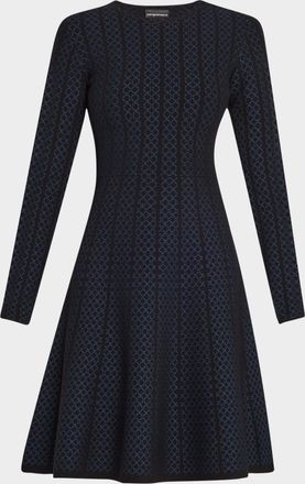 Emporio Armani Chain & Stripe Motif Jersey Dress