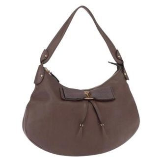 Ferragamo Pre-owned Shoulder Bags, female, Brown, Size: ONE SIZE Pre-owned Leather Shoulder Bag