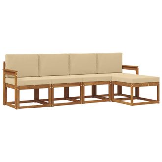 vidaXL Conjunto De Sof&aacute;s De Exterior Con Coj&iacute;n 5 Pcs Natural Y Beige Vidaxl