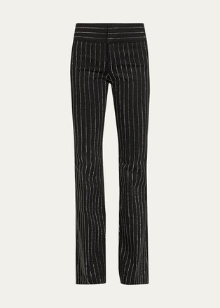 Alice & Olivia Hot Embelleshed Pinstripe Bootcut-Leg Jeans