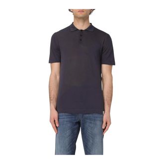 Peuterey Polo Shirts, male, Blue, M, Short Sleeve Knit Polo Shirt