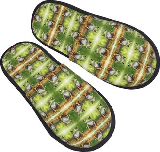 Generic Camping Slippers Cartoon Frog Soft Fluffy Slippers Cozy Anti-Slide Slipper For Travel Guest Room Ladies L