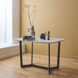 Sweeek Marble-effect Dining Table Metal Legs Seats 4 To 6 in White