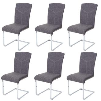 Hhg Hhg - Lote De 6 Sillas De Comedor 524, Silla De Cocina Basculante Silla De Conferencia, Tela/textil, Gris