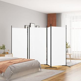 vidaXL 5-Panel Room Divider White 170.5x70.9 Fabric
