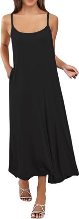 Generic HKFGHMG Maxi Dresses for Women UK Plus Size Womens Full Slips Soft Comfortable Nightwear Bodycon Dress Summer Spaghetti Straps Sleeveless Round Neck O