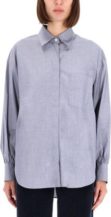 Aspesi High Collar Cotton Shirt - Blue