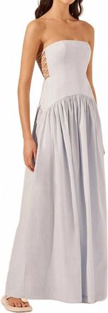 Shona Joy Amada Lace Up Strapless Maxi Dress In Ice Blue