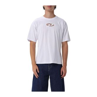 Diesel T-Shirts, male, White, XL, Crew Neck T-Shirt