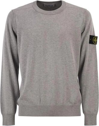 Stone Island Trui met Kompas Badge - Heren - Ronde hals truien - Grijs - M - Katoen - Truien & Vesten