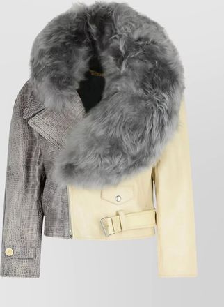 Marni asymmetric crocodile texture jacket belt