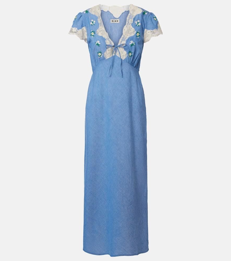 rixo regine floral embroidered tiered maxi dress Rixo - - Regine Dress main image 0