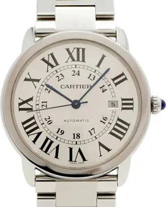 Cartier Vintage, unisex, Grijs, ONE Size, Pre-owned Ronde Solo XL 42mm Polshorloge