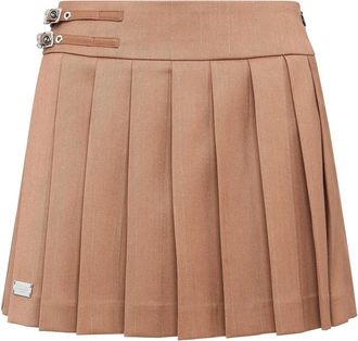 Philipp Plein Pliss&eacute; Mini Rok - Dames - Korte rokken - Bruin - M - Polyester - Rokken