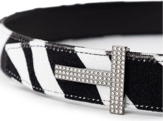 Tom Ford Womens Black And White Leather Regular Belt