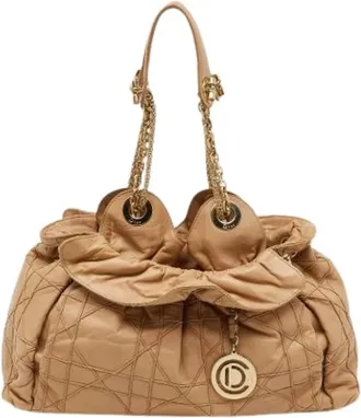 Dior Pre-owned Handbags, female, Beige, Size: ONE SIZE Pre-owned Leather Shoulder Bag