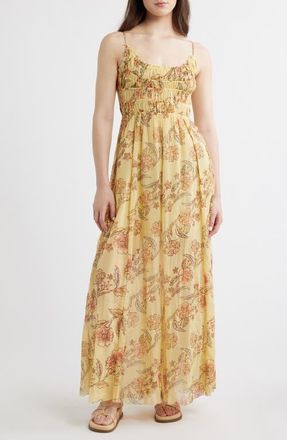 Free People Ciella Floral Cotton Maxi Dress in Vanilla Custard Combo at Nordstrom, Size X-Large