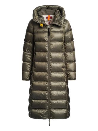 Parajumpers hooded longline padded coat - women - Polyester/Polyamide/Polyamide/Duck Down - L - Green