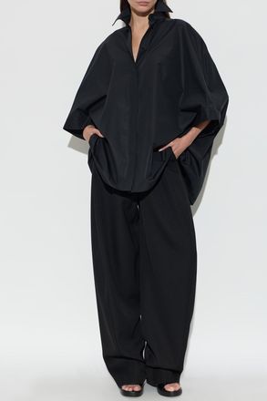 Balenciaga Wool Wide-leg Trousers, Womens, Black