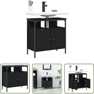 vidaXL Lavabo - Mobile Lavabo Bagno Nero 60x30x60 cm in Legno Multistrato
