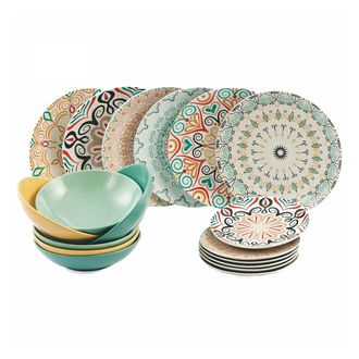 Villa D'Este Home Tivoli Juego de vajilla Sharm 18 piezas, multicolor