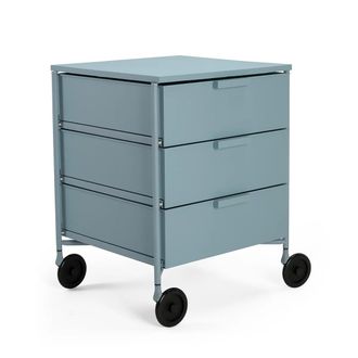 Kartell Mobil Container mit Rollen, 3 Schubladen, hellblau matt