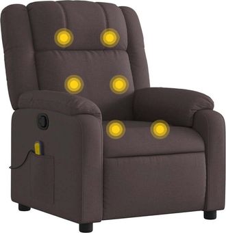 vidaXL Sill&oacute;n De Masaje Reclinable De Tela Marr&oacute;n Oscuro Vidaxl