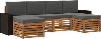 vidaXL Conjunto De Sof&aacute;s De Exterior 6 Uds. Natural Y Antracita Vidaxl