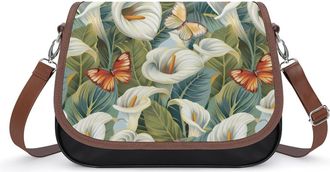 Generic Calla Lilies Bouquet Butterfly Fashion Womens Crossbody Bags Novelty Handbag Shoulder Bag Purse