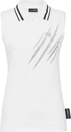 Plein Sport Mouwloze Polo Shirt Scratch - Dames - Sportshirts - Wit - L - Katoen - Fitness