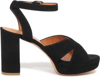 Via Roma 15 Schoenen, Dames, Zwart, 39 EU, Suède, Zwarte suède sandaal