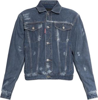 Dsquared2 Vintage-effect spijkerjack - Heren - Spijkerjassen - Blauw - 2XL - Katoen - Jassen