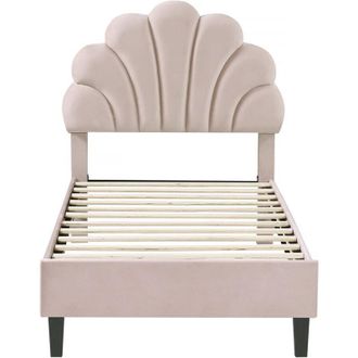 Habitat et Jardin Letto a conchiglia in velluto Manon - 90 x 190 cm - Beige