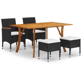 vidaXL Juego De Comedor De Jard&iacute;n De 5 Piezas Negro Vidaxl