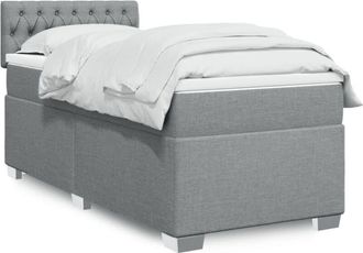 vidaXL Vidaxl - Cama Box Spring Con Colch&oacute;n Tela Gris Claro 100x200 Cm