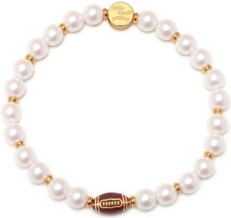 Little Words Project Game Day Football Stacker Beaded Bracelet in White at Nordstrom, Size Small