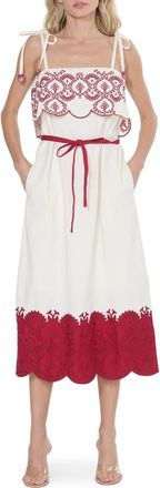Ciebon Nina Embroidered Scallop Sundress in White Multi at Nordstrom, Size X-Small